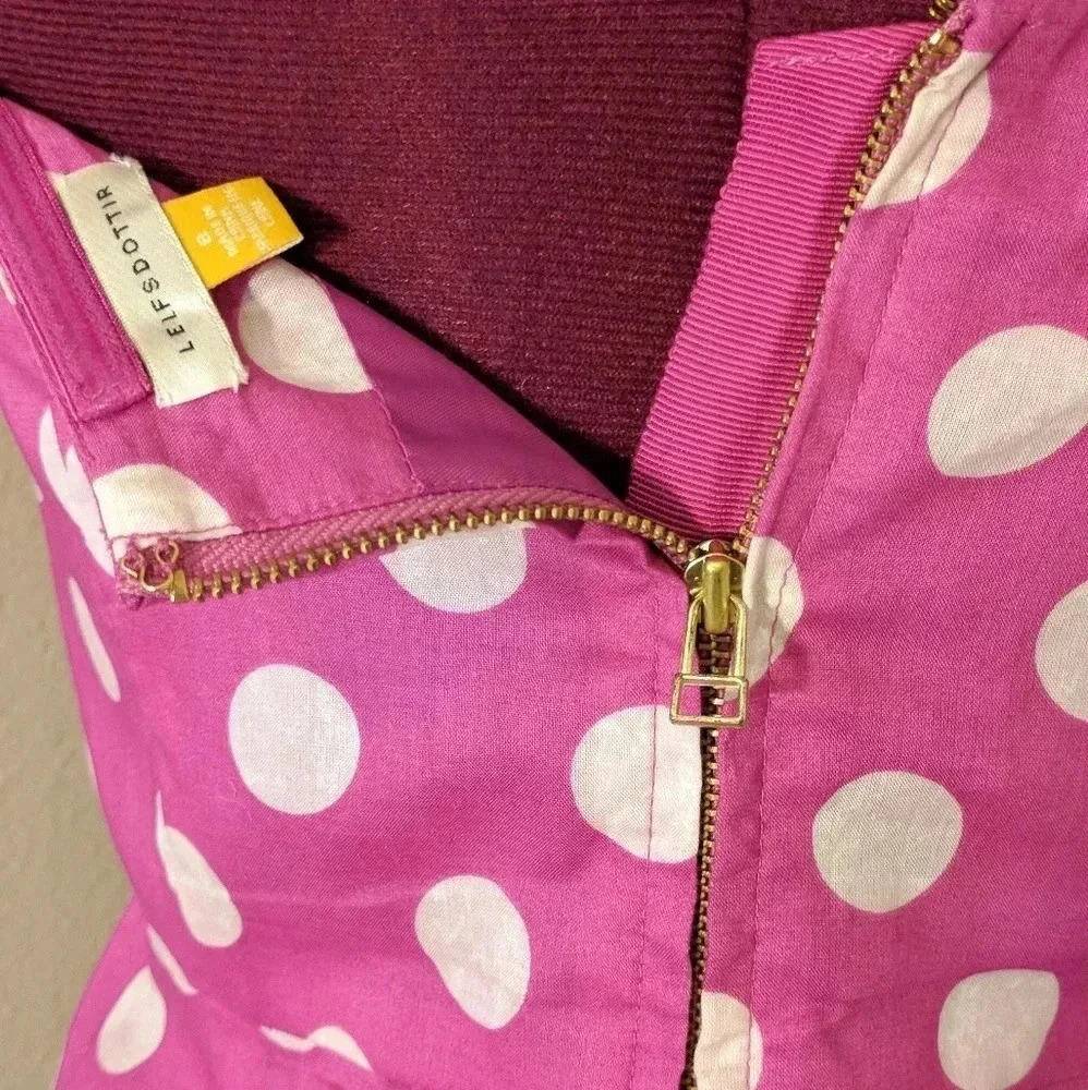 Anthropologie Leifsdottir Pink Polka Dot Dress - Picture 5 of 8